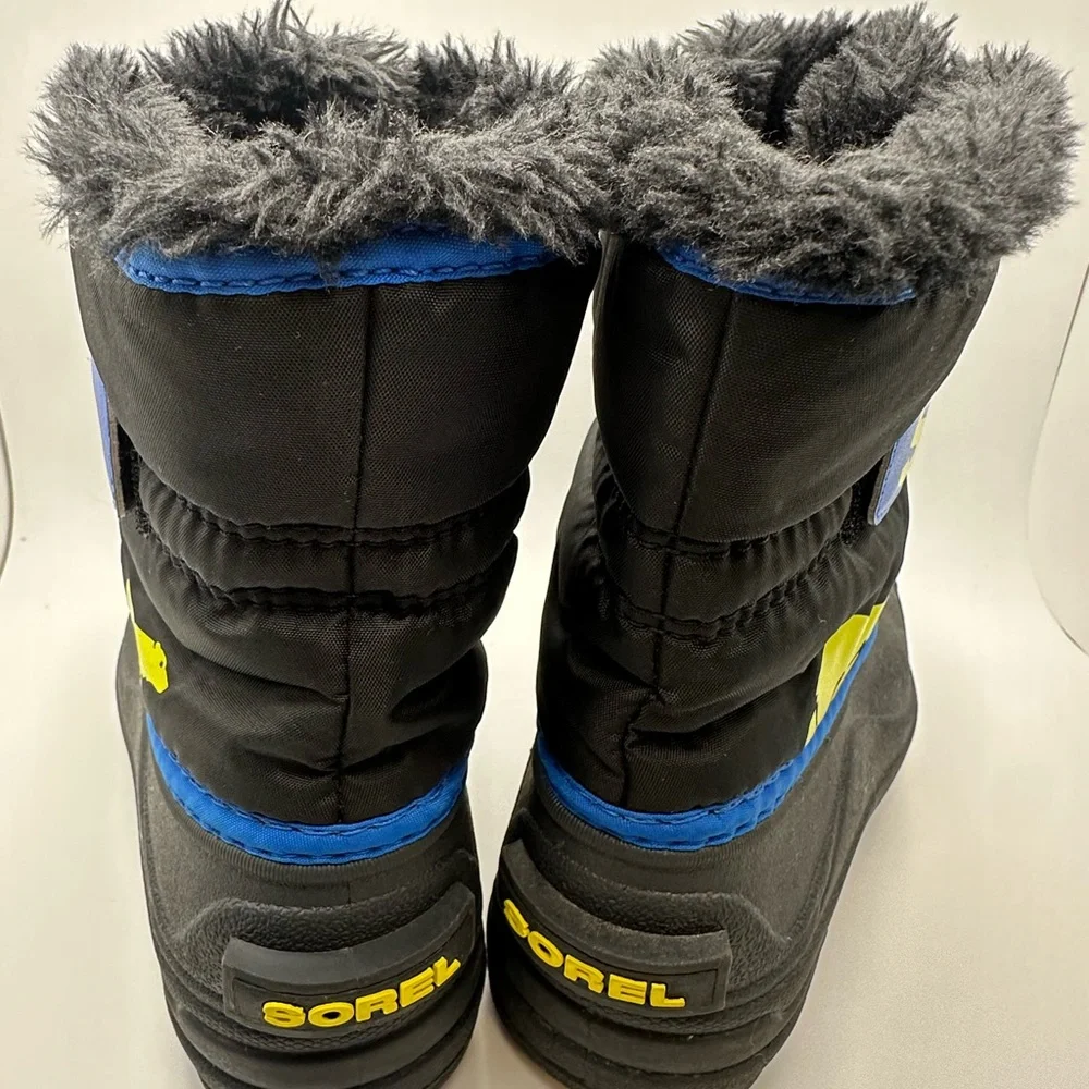 Sorel Children's Black‎ & Blue Snow Boots with Yellow Logo Strap